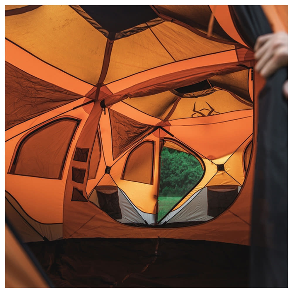 T8 Hub 8 Person Camping Tent， Sunset Orange ;