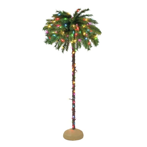 Puleo International 6 ft. PreLit Palm Tree 150 DualColor LED Lights