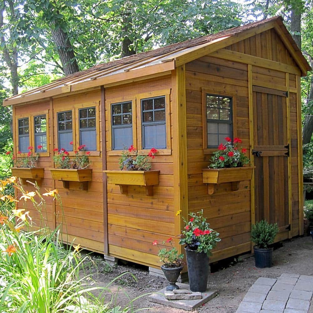 Outdoor Living Today Sunshed 8 ft. x 12 ft. Western Red Cedar Garden Shed SSGS812