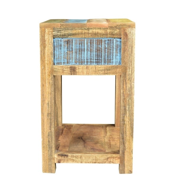 Handmade Suman Solid Mango Wood End Table (India) - 20