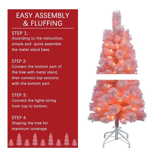 4Ft PreLit Flocked Pink Tree