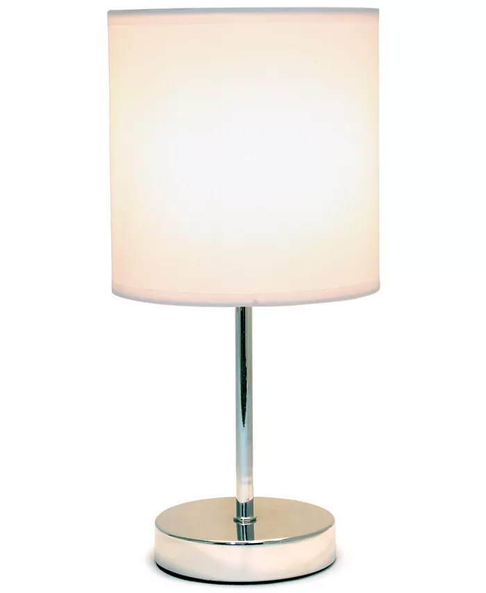 All The Rages Simple Designs Chrome Mini Basic Table Lamp with Fabric Shade