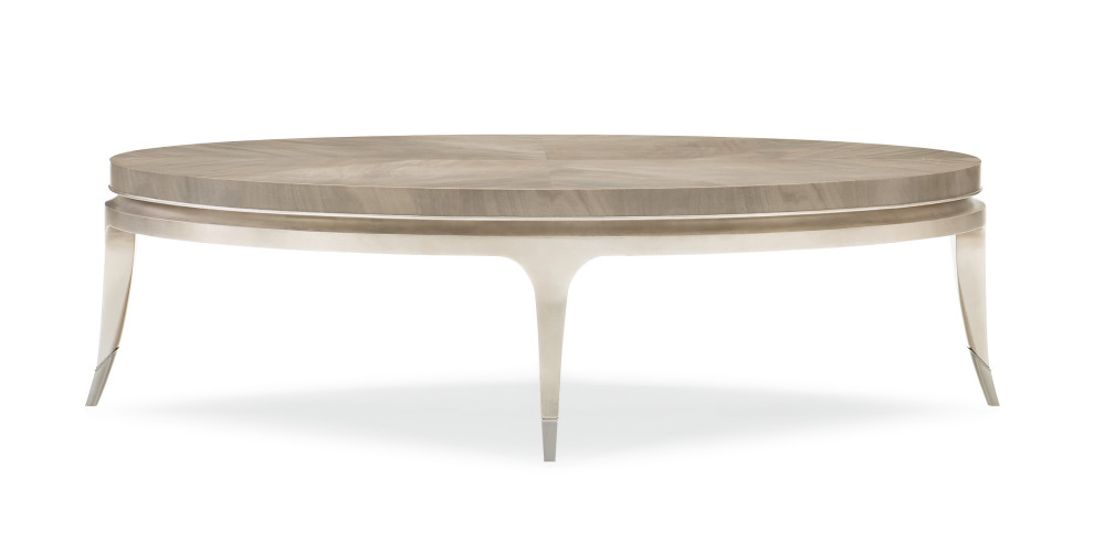 Front And Center Silver Mahogany Oval Cocktail Table   Transitional   Coffee Tables   by Caracole  Houzz