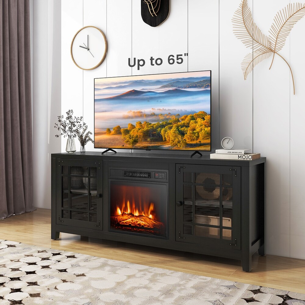 58 Inch Fireplace TV Stand with Adjustable Shelves for TVs up to 65 Inch