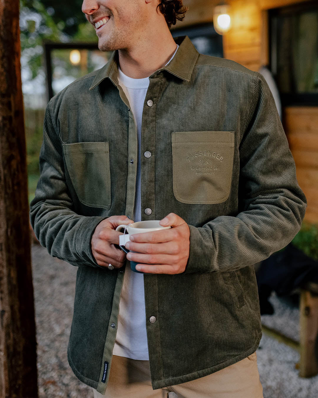 Kodiak Sherpa Lined Cord Overshirt - Dusty Olive