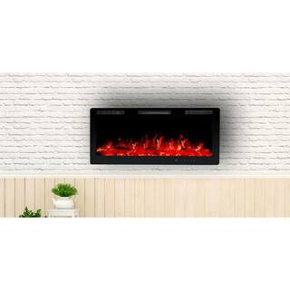 FLAMESHADE 42 in. Wall-Mount Electric Fireplace in Black with Infrared Remote and Touch Screen FSEFWTJ42AI2N