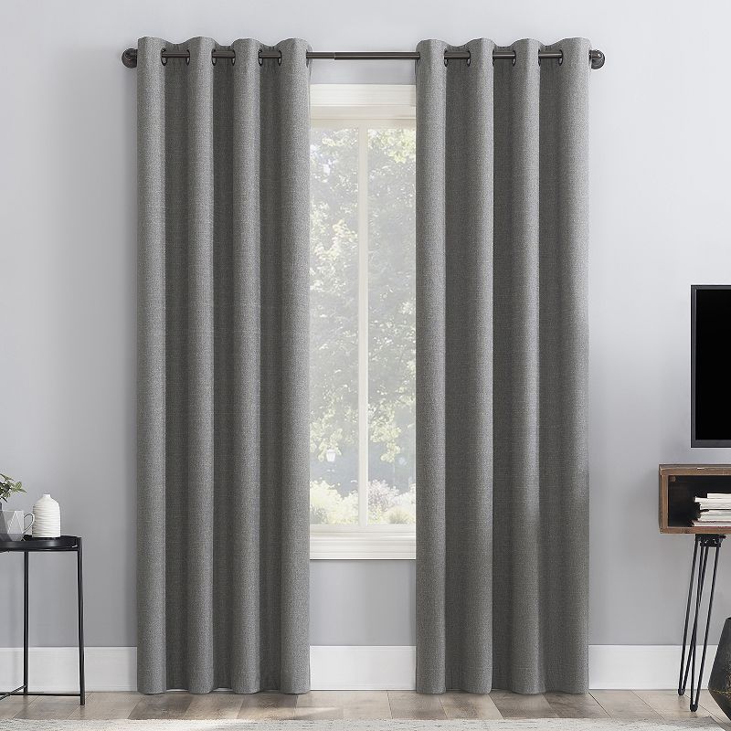 Sun Zero Cayden 100% Blackout Draft Shield Fleece Insulated Textured Grommet Curtain