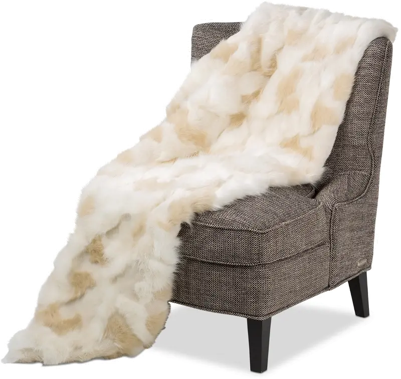 Arctic White and Tan Throw Blanket