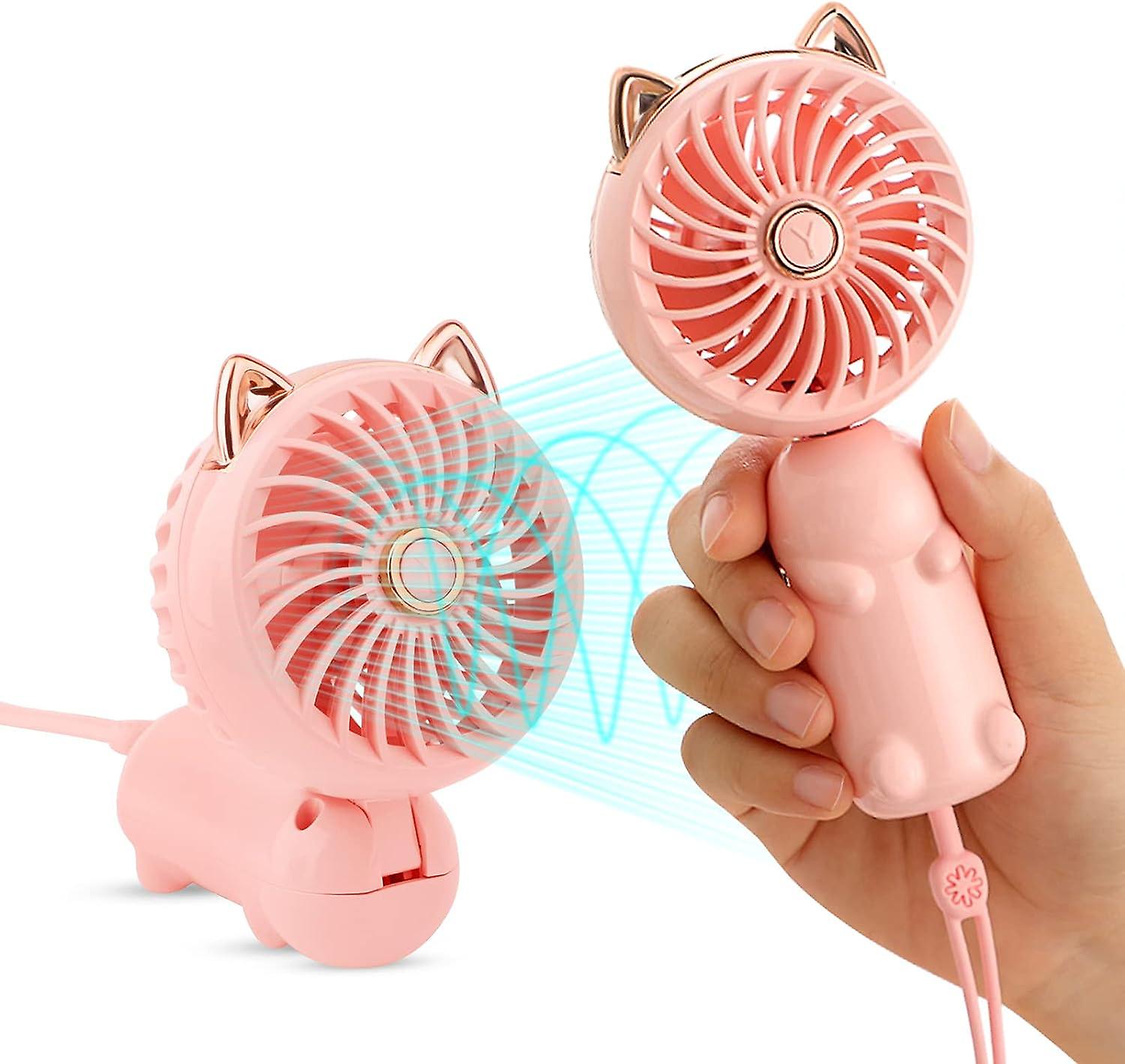 Portable Mini Fan With Rechargeable Battery And 3-speed， Outdoor Small And Cute Personal Electric Fan For Women/children， Foldable Fan For Bedroom