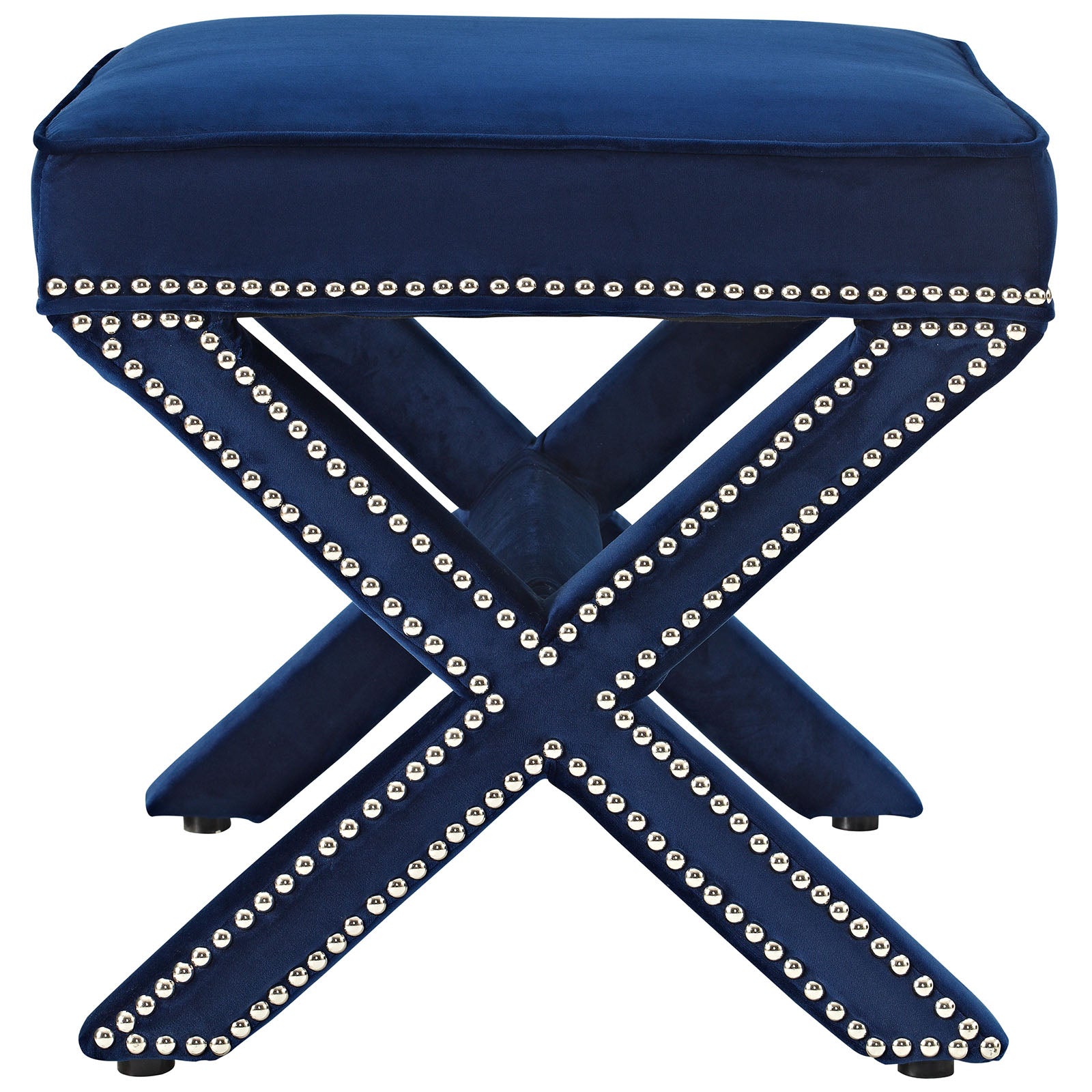 Modern Contemporary Urban Design Bedroom Living Room Bench, Navy Blue, Fabric