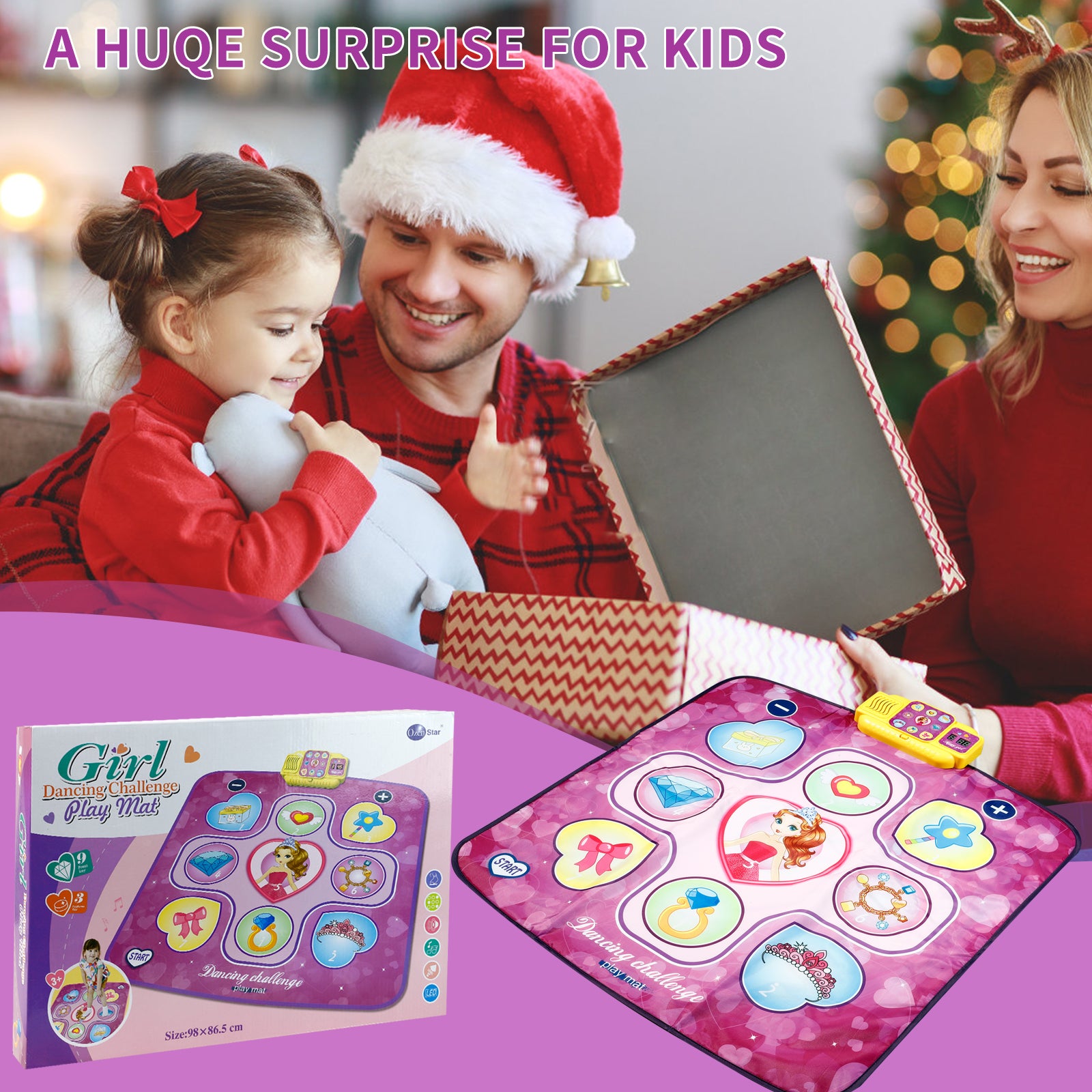 Kids Bluetooth Dance Mat Toys for Girls 3-6-12 Years Interactive Dancing Game Pad Enabled Dancing Game with Your Favorite Music Great Christmas and Birthday Gifts