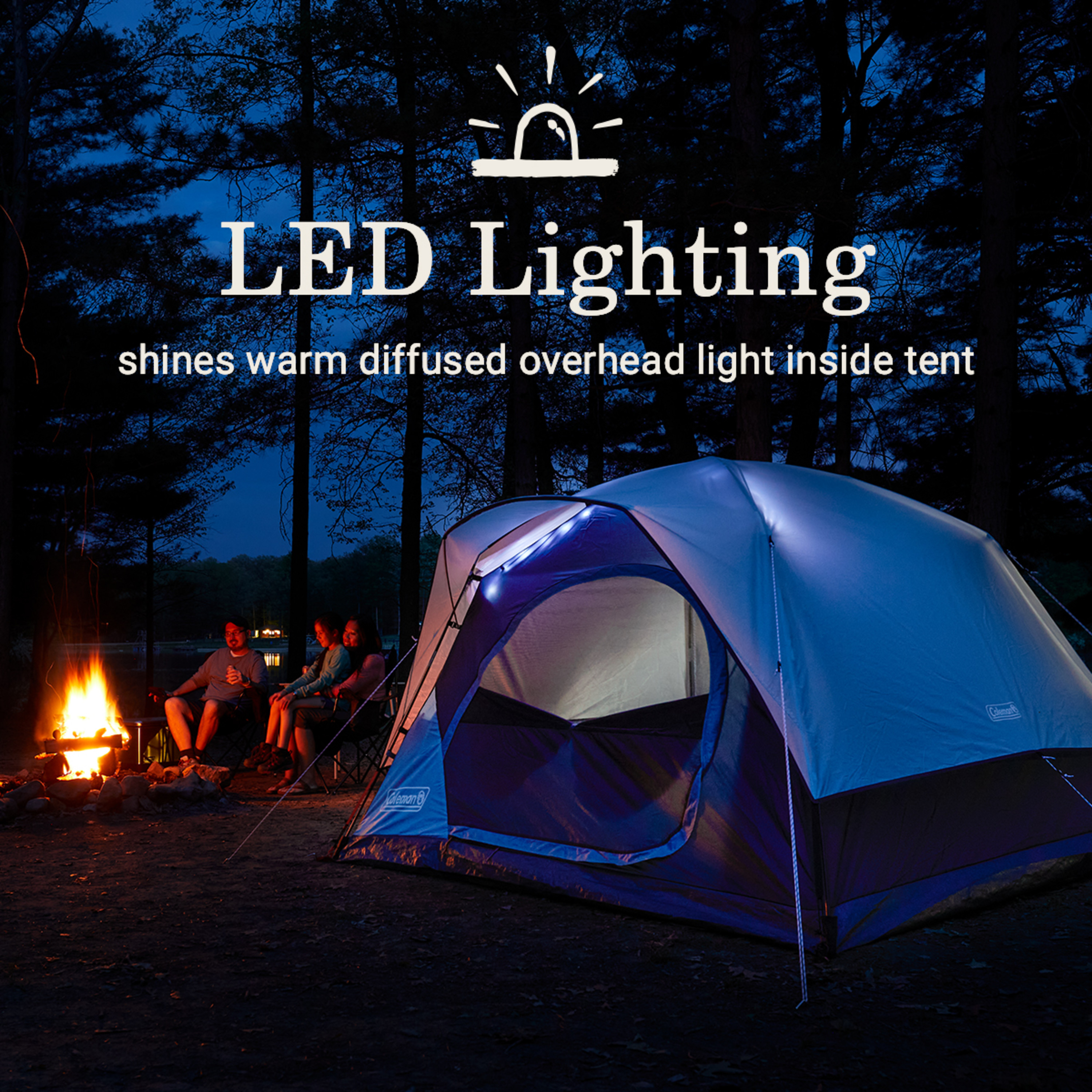 Coleman Skydome 4-Person Camp Tent with LED Lighting