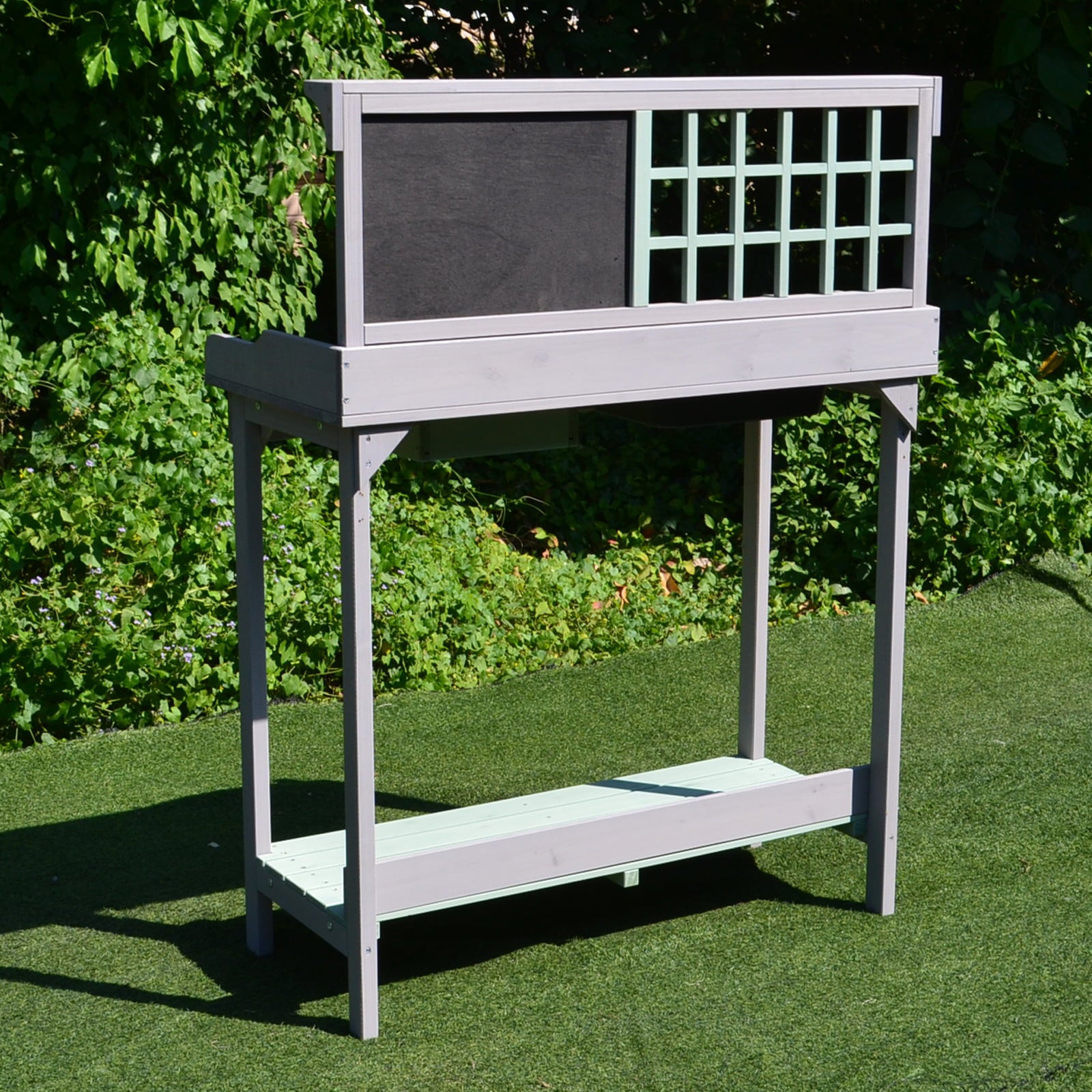 Outsunny Dark Gray and Light Blue Fir and Wood Potting Bench