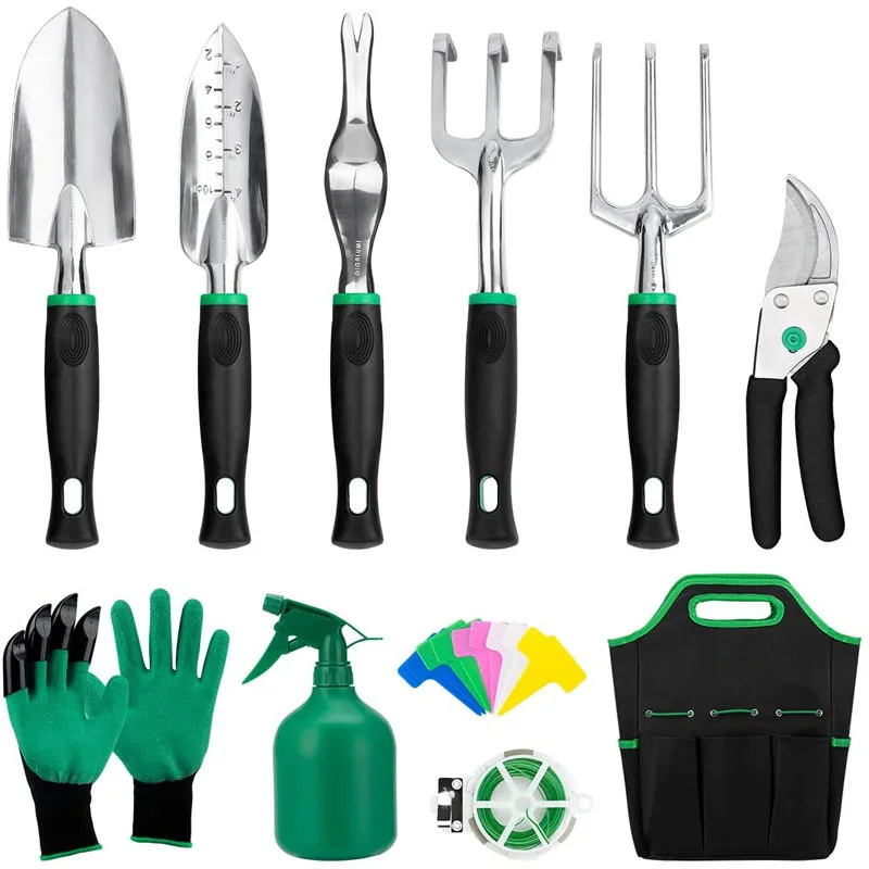 Custom Garden Tool Set 11 Pcs Amazan Hot Sale Heavy Duty Hand Tool Kit with Storage Tote Bag Gardening Gifts for Women Man Kids