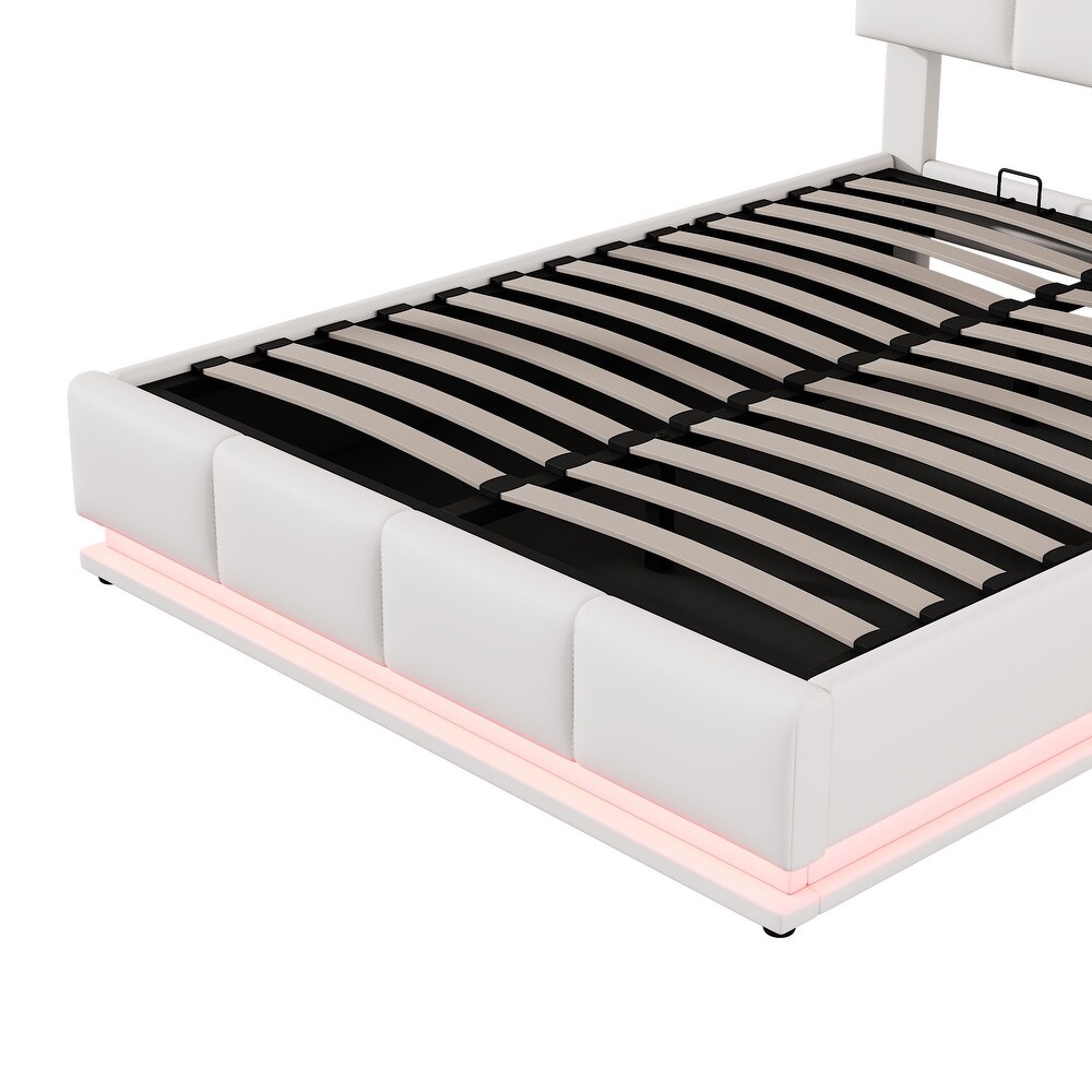 Hydraulic Storage Bed Tufted Upholstered Platform Bed with USB Charger