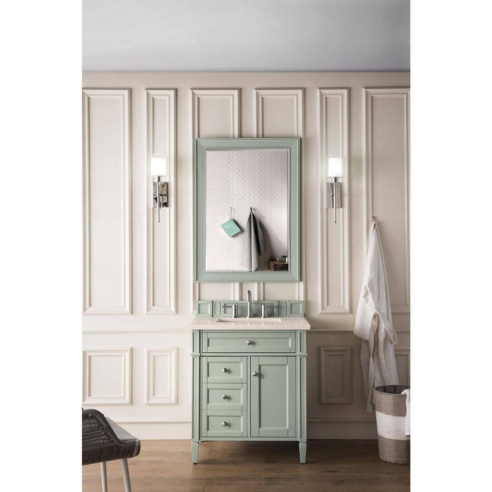 James Martin Vanities Brittany 30.0 in. W x 23.5 in. D x 34 in. H Bathroom Vanity in Sage Green with Eternal Marfil Quartz Top 650-V30-SGR-3EMR