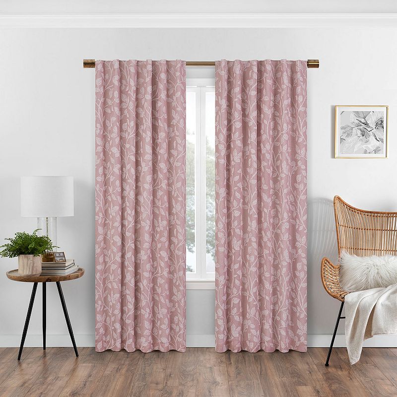 eclipse Absolute Zero Nora Botanical Print 100% Blackout 1-Panel Window Curtain