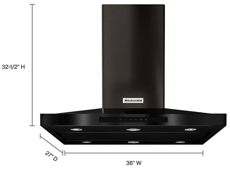 KitchenAid 36 Black Stainless Steel Island-Mount Canopy Hood