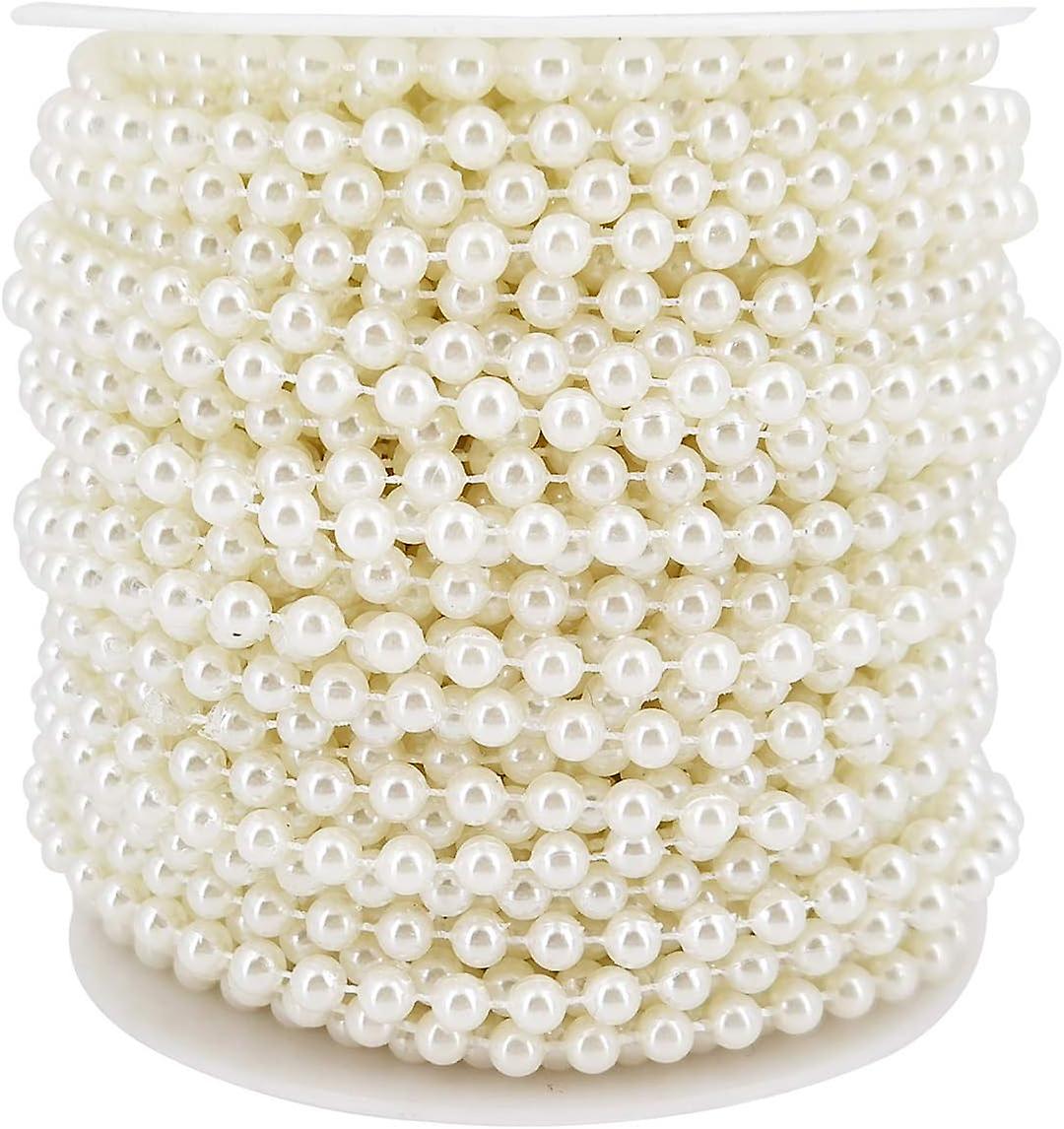 5mm Faux Pearl Beads Garland Pearl Bead Roll Strand For Wedding Party Decoration (ivory， 25m)