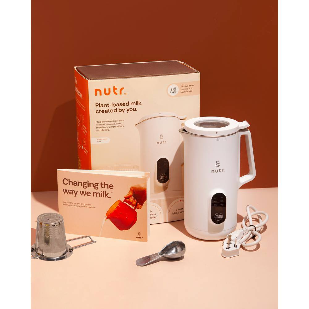 nutr 12 oz. Single Speed White Countertop Plant-based Nut Milk Machine NUTR-W