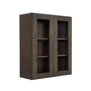 LIFEART CABINETRY Lancaster Shaker Assembled 30 in. x 36 in. x 12 in. Wall Mullion Door Cabinet with 2 Doors 2 Shelves in Vintage Charcoal ALVC-WMD3036