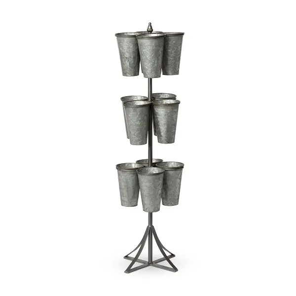 Galvanized Metal Floor Planter Pot with Tall Stand for Living Room Bedroom Hotel and Garden Supplies Hot Selling