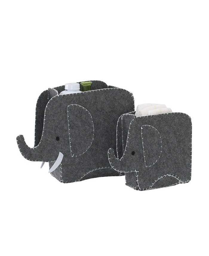 NoJo 2-Piece Felt Elephant Storage Caddy Set