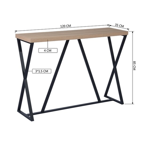 47.2'' Sofa Table， Industrial entryway Table， Wood Rectangle Console Table with Metal Frame - Oak and Black