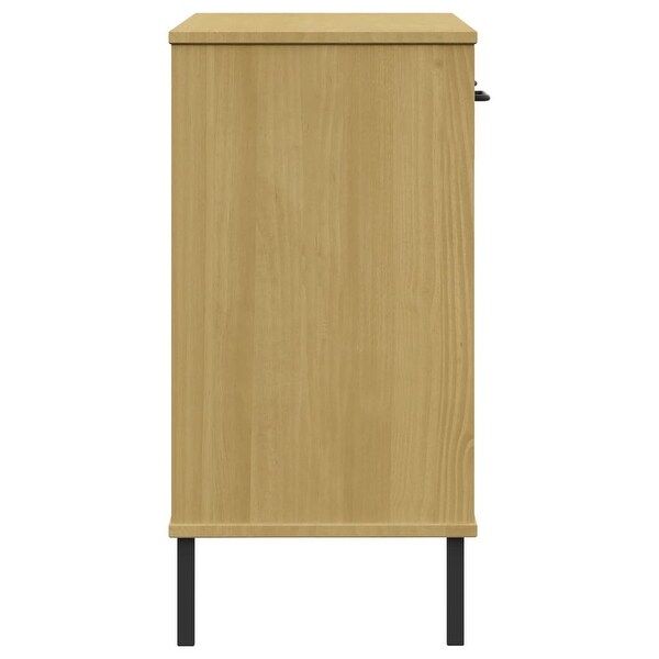 vidaXL Solid Wood Pine Console Cabinet with Metal Legs OSLO Table Multi Colors - 38.6