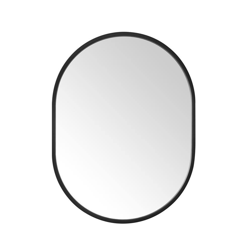 Home Decorators Collection Emmeline 24 in. W x 32 in. H Oval Framed Wall Bathroom Vanity Mirror in Black Emmeline MR-B