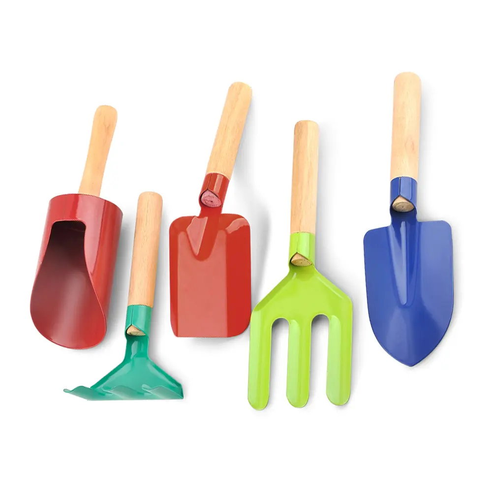 Child Mini Kids Metal Shovel Small Gardening Digging Wth Wood Grip Children Garden Tools Set