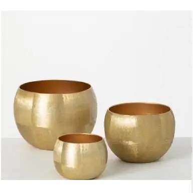 Gold Polished Handmade Custom Handmade Metal Planters for Garden Home Decorative Plant Flower Pot