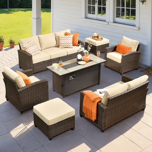 XIZZI Rattan Patio Furniture 7piece Conversation Set with 54