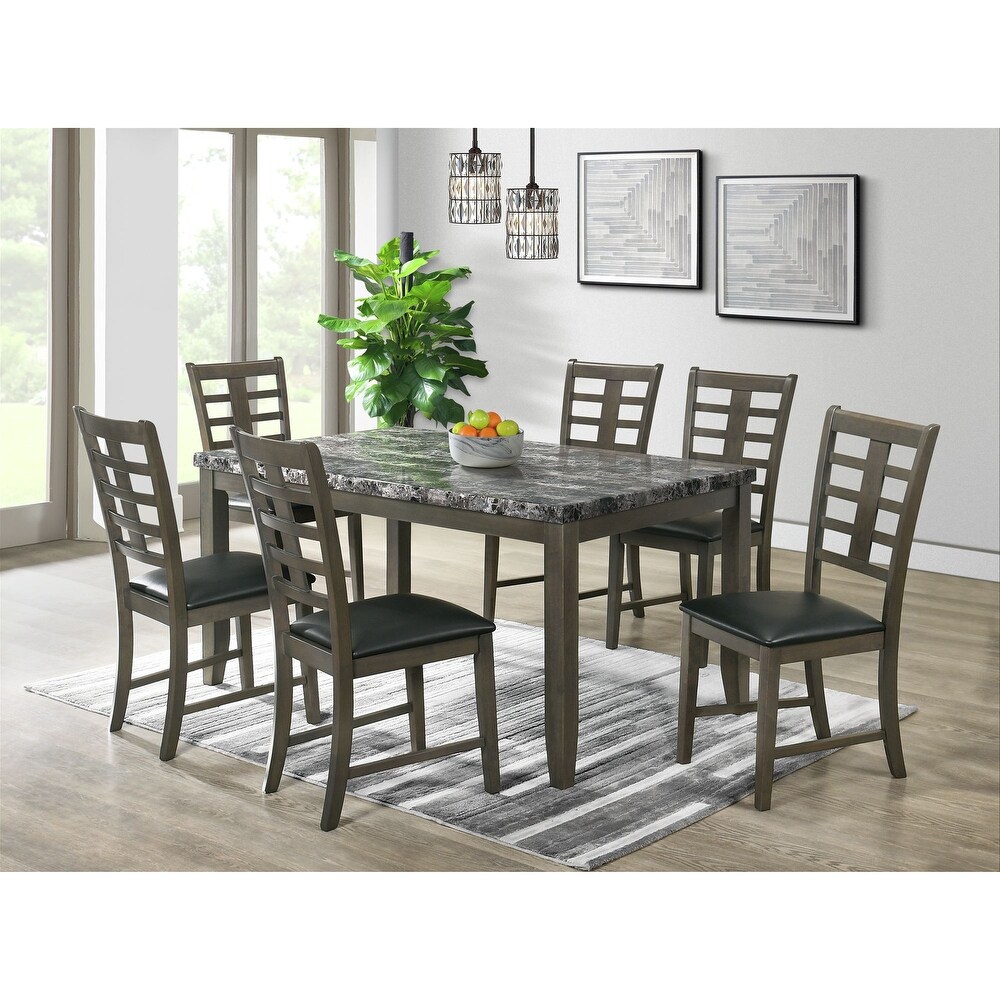 Picket House Furnishings Nixon 7PC Standard Height Dining Set in Gray