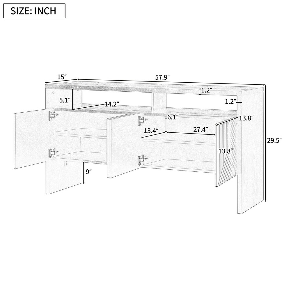 Modern Adequate Storage Space Sideboard MDF Storage Cabinet with Double Storey Tabletop and Ample Storage Space