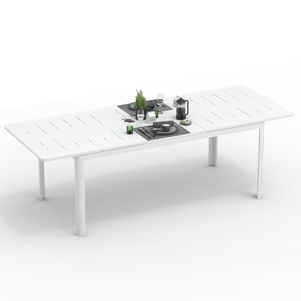 Domi Extendable Patio Dining Table，Aluminum Frame，Weatherproof and Multiple Sizes