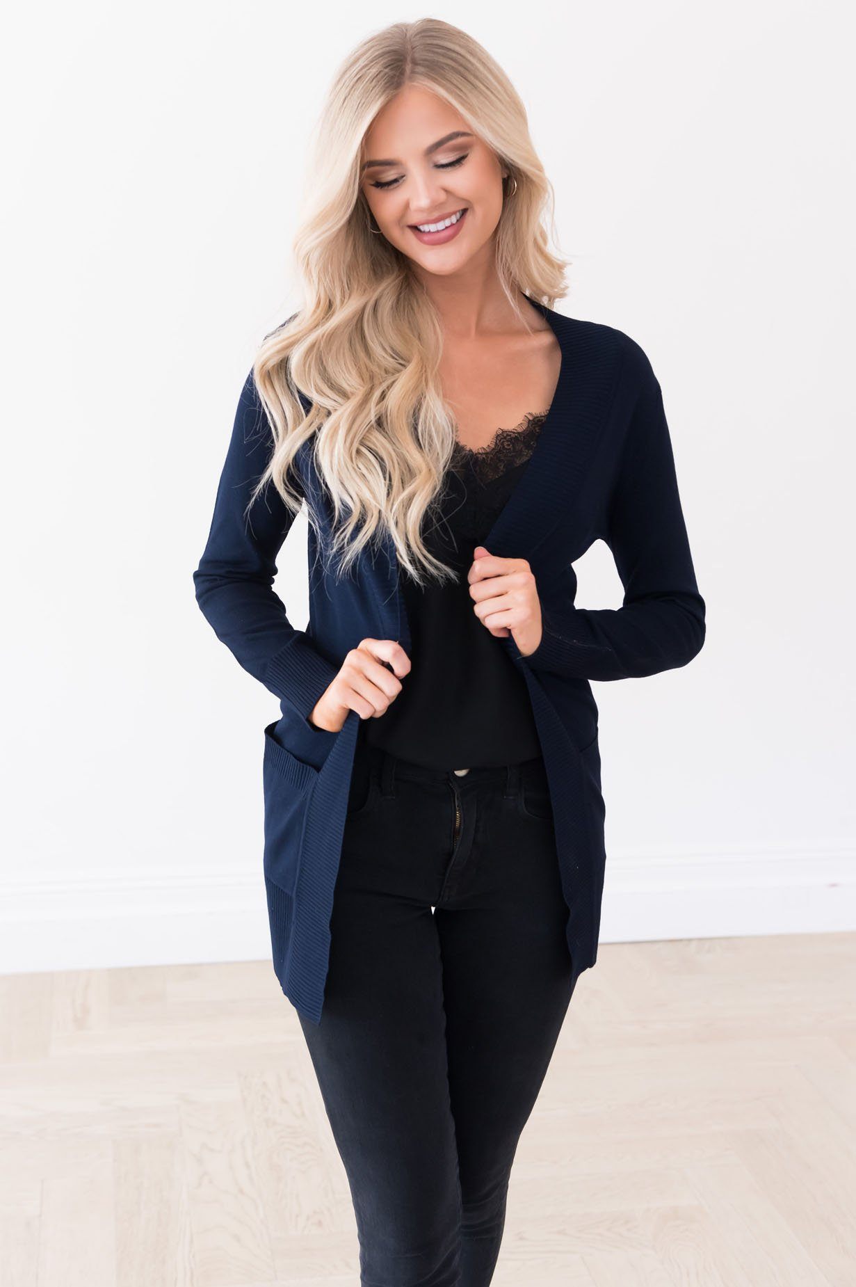 Long Distance Modest Pocket Cardigan