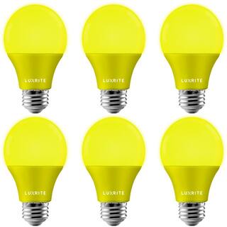 LUXRITE 60-Watt Equivalent A19 Bug LED Light Bulb Yellow Light Bulb (6-Pack) LR21490-6PK