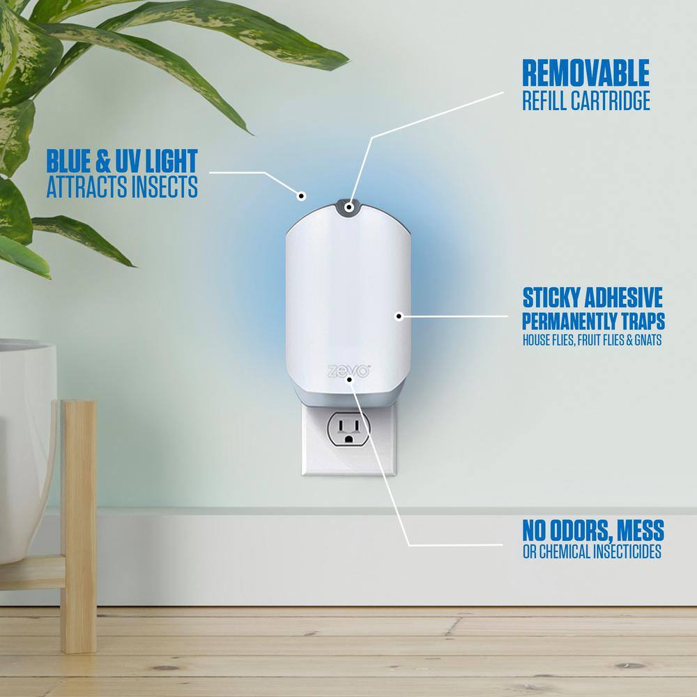 ZEVO Indoor Flying Insect Trap for Fruit flies Gnats and House Flies (1 Plug-In Base + 1 Refill Cartridge) 83535451