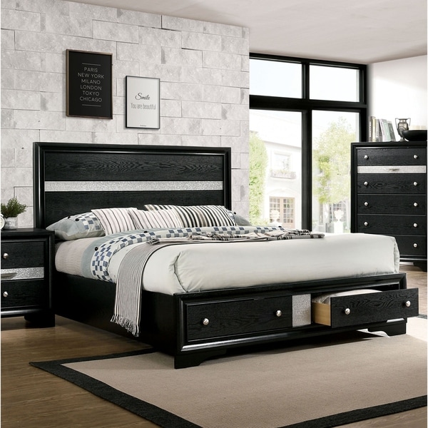 Furniture of America Manzini Black 2-piece Bed and Chest Set - - 30374676