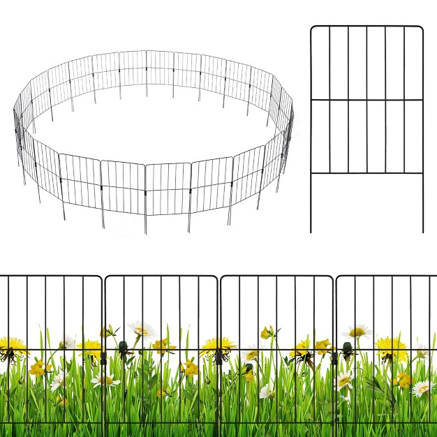 Costway 25 Pcs Decorative Garden Fence Rustproof Folding Metal Wire Animal Barrier