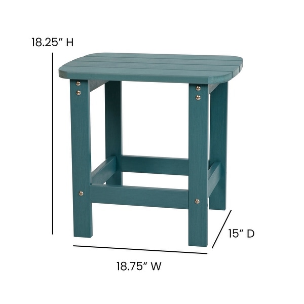 Set of 2 Poly Resin Adirondack Rocking Chairs with 1 Side Table