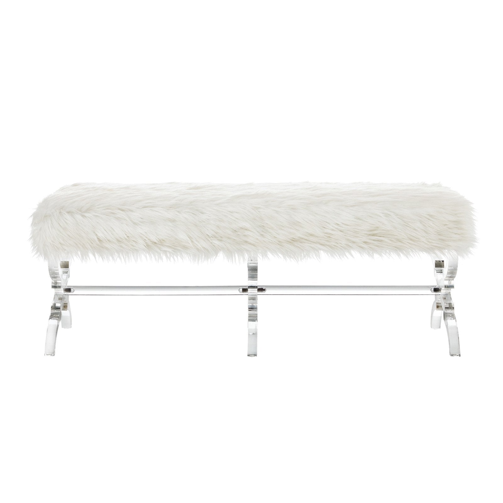 Inspired Home Melody Faux Fur and Acrylic Backless Bedroom Bench