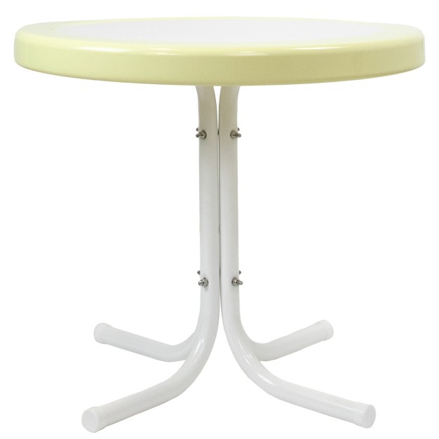 Outdoor Retro Tulip Side Table Yellow And White