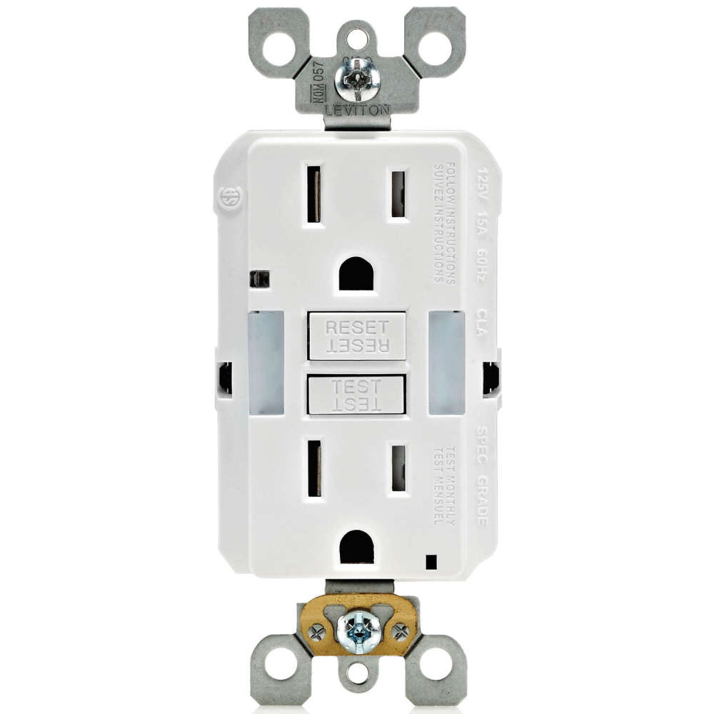 Leviton SmartlockPro GFCI Outlet 15A 125V Duplex White NEMA 5-15R