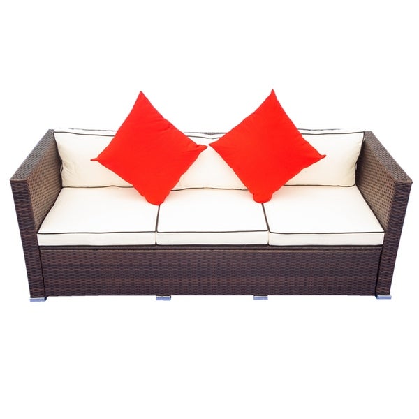 3 Piece Patio Sectional Wicker Rattan Outdoor Furniture Sofa Set - Overstock - 33809934