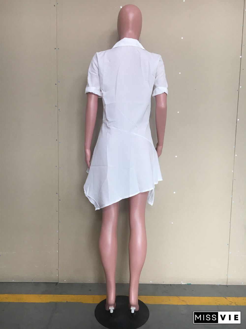 Half Sleeve Irregular Loose White Shirt Dress