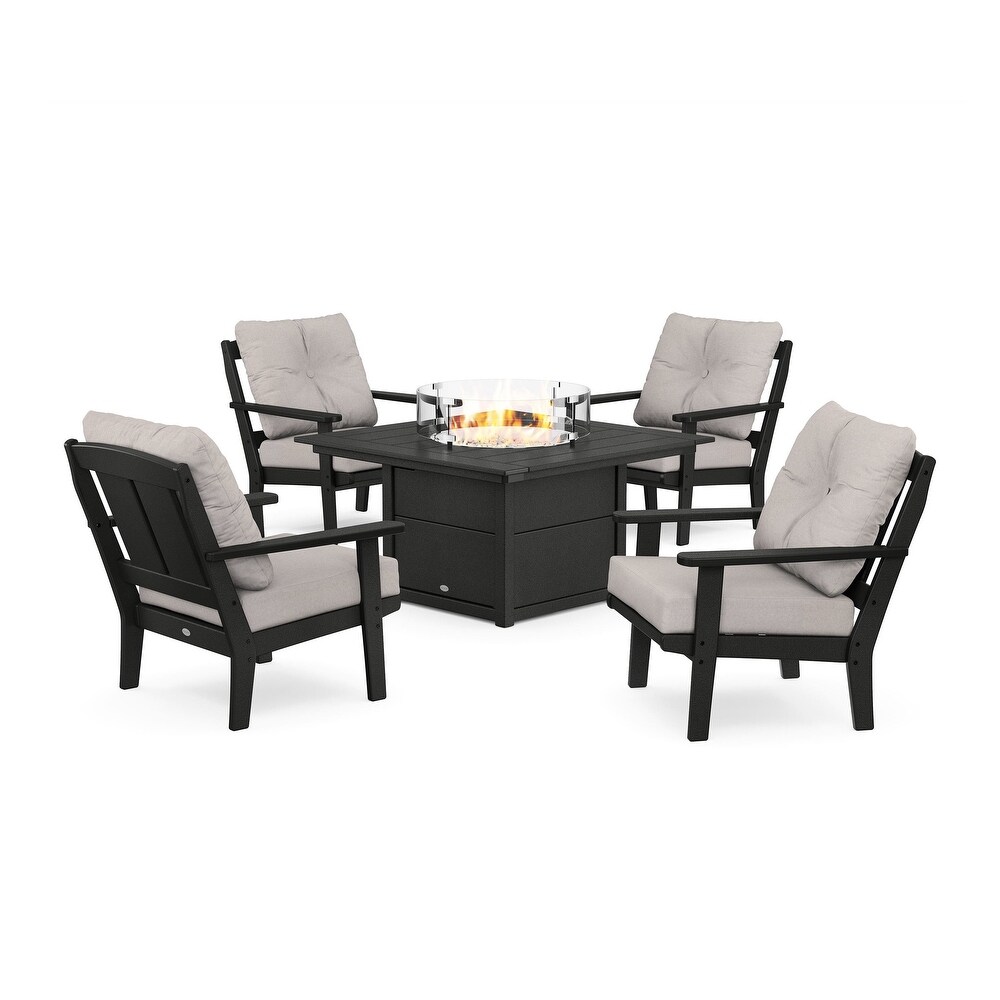 Mission 5 Piece Deep Seating Set with Fire Pit Table