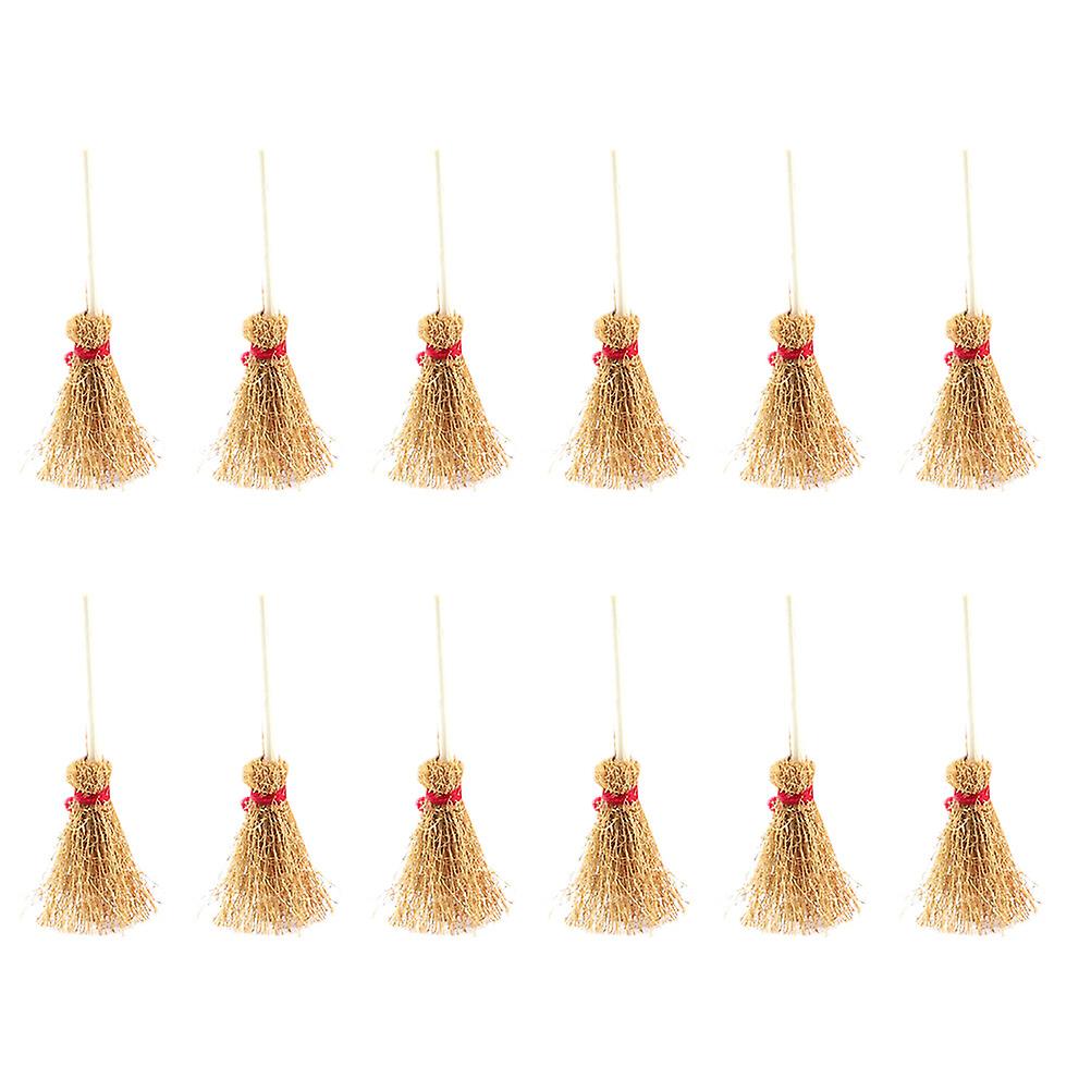 25pcs Mini Witch Broom Dollhouse Decor Broom Halloween Broom Props For Decor