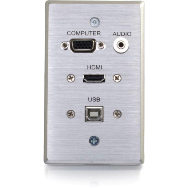 C2G HDMI VGA 3.5mm Audio and USB Pass Through Wall Plate  Single Gang Aluminum  mounting plate